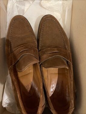 Barneys New York CO-OP Suede Penny Loafers in Chestnut